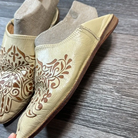 Elaymani guir vintage genuine leather slides woman’s size 10 (d72) - Picture 2 of 6